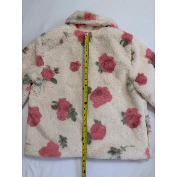 CATO Fashions - Morning Bouquet Soft Faux Fur Ivory with Roses Coat NWT - Picture 2 of 8